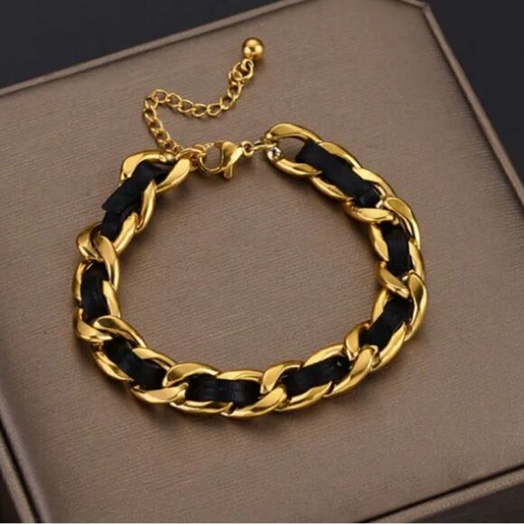 #19 Gold Leather Wrapped Bracelet - Picture 1 of 6